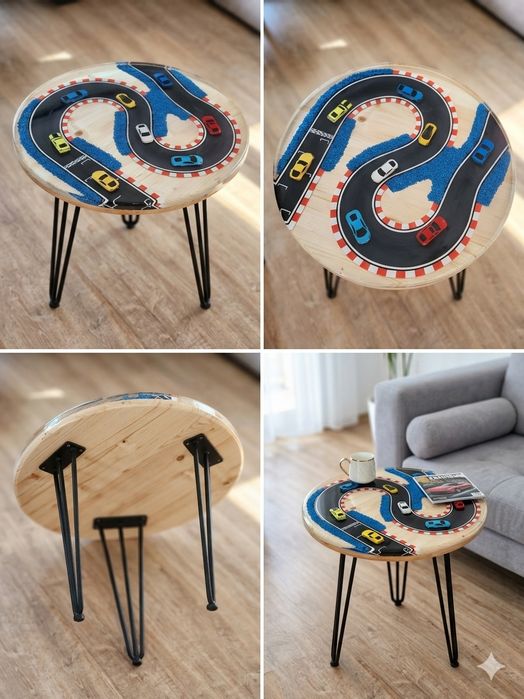 Masă de cafea din lemn și rășină epoxidică