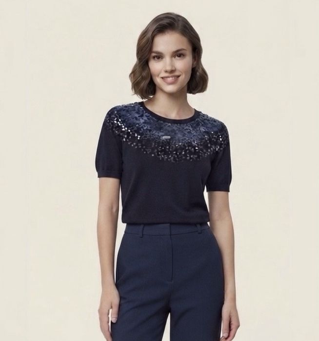 Изящный трикотажный топ Zara Knit с пайетками
