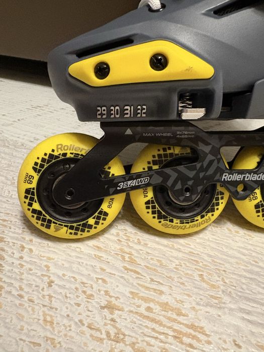 НОВИ Детски ролери Rollerblade Apex Charcoal/ Yellow 30 номер