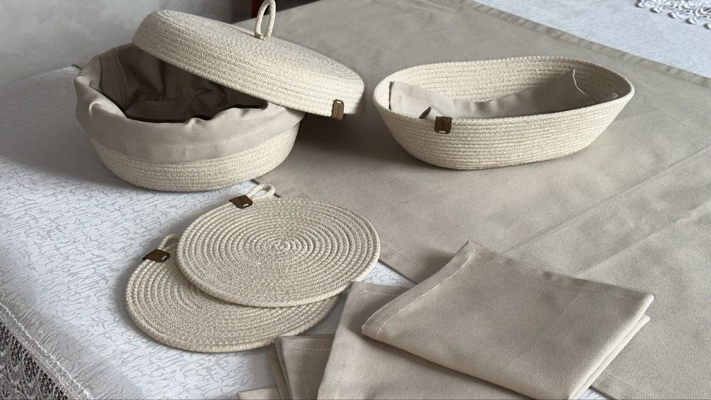 Продам набор, хлопковые корзины, салфетки, раннер
