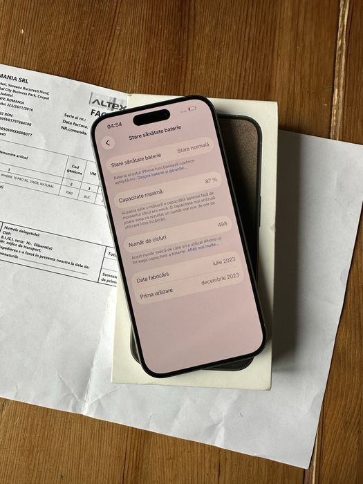 Iphone 15 Pro 256GB impecabil - Factura