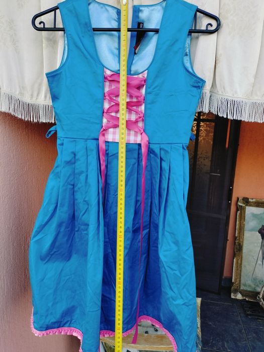 Rochie / Costum Trachten / Dirndl Copii (Fete) Oktoberzauber – Albastru / Roz, Mărime 140