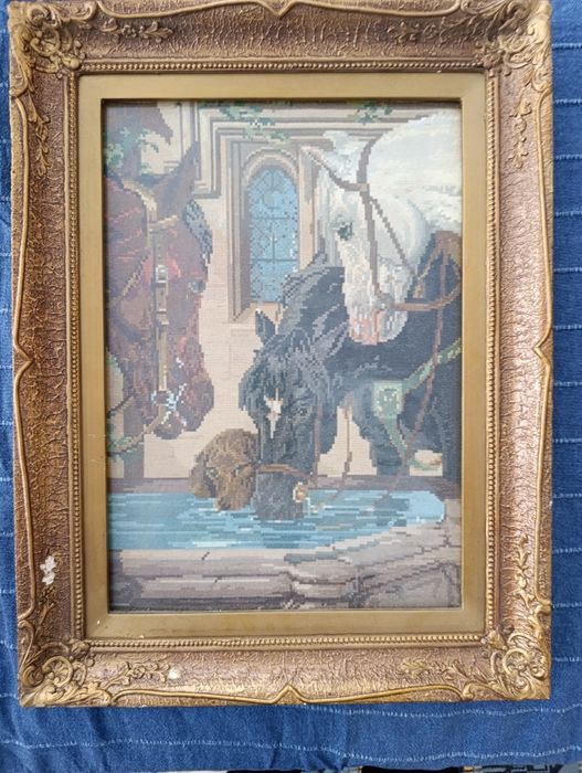 Гоблени 2 бр. "Коне на водопой" и "Момичето с шапката" (цена за двата)