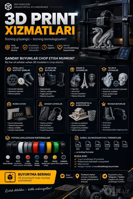 3d print plastikdab istalgan buyum