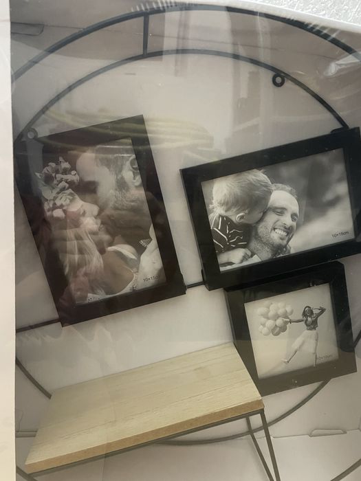 Кръгла метална рамка за снимки с рафтче