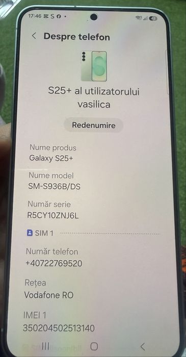 Vand Samsung S25 plus ,512GB