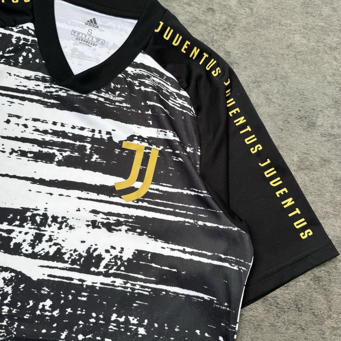 Tricou fotbal Juventus Adidas  jersey Aeroready negru alb auriu  antrenament 2020-2021 mărimea S