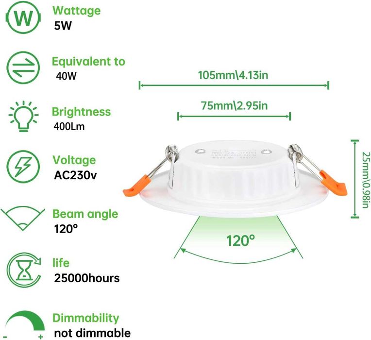LED вградена лампа Tofisr, 30x5W, IP20 лунички, 2700K, 400lm