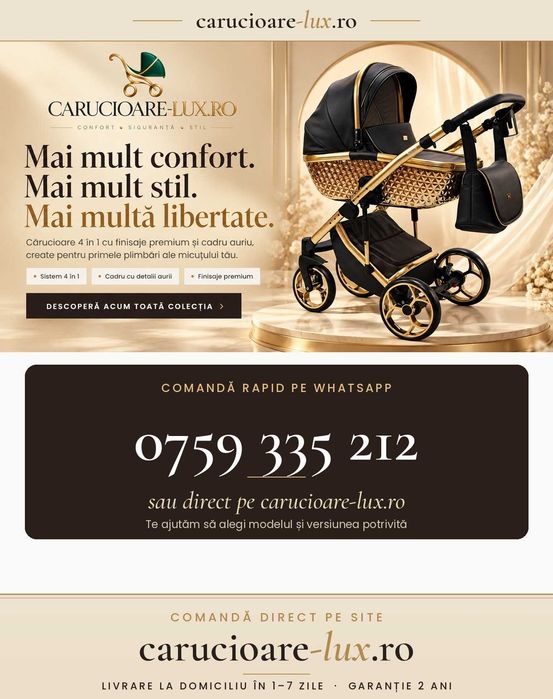 Cărucior 4 în 1 Sojan Cavax Extra Caramel – carucioare-lux.ro