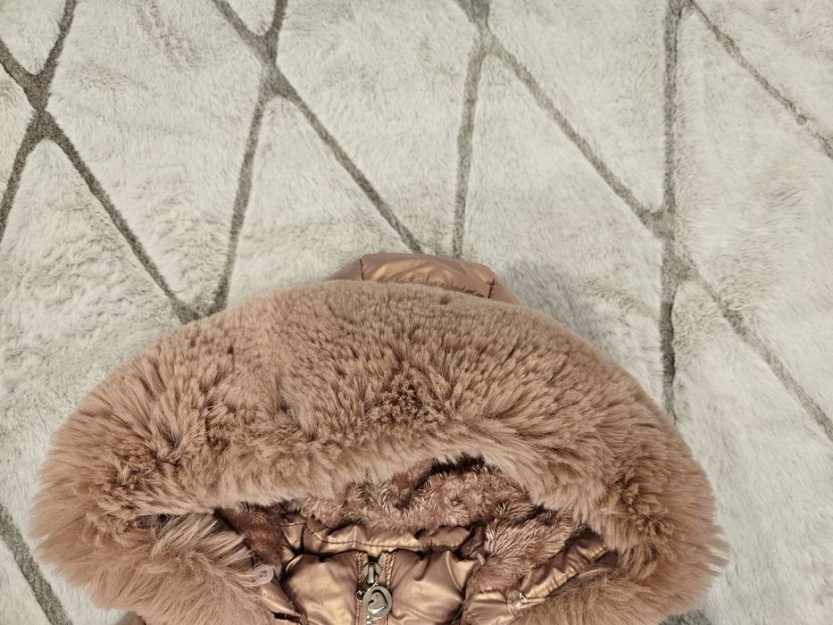 Розово зимно яке с голяма гугла и пух 98см.