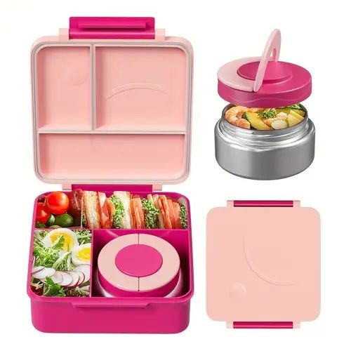 Кутия за обяд, храна, с термос контейнер 4 отделения за училище работа