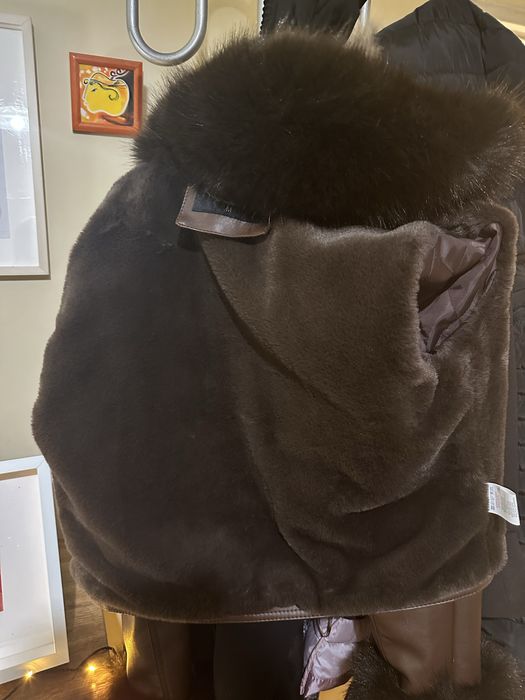 Прекрасно кафяво кожено яке с кожички, пухено отвътре