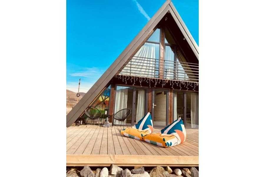 Casa, Cabana stil A-Frame, Foisoare si Terase din structura de lemn