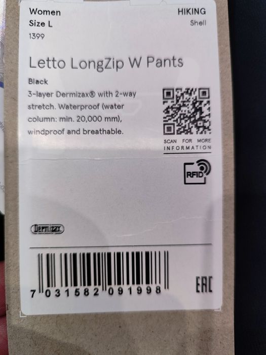 Suprapantaloni impermeabili Bergans Letto Full Zip - L de femei