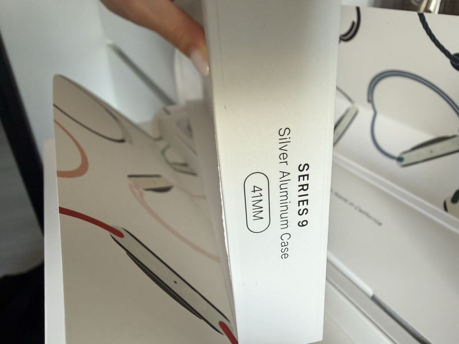 Apple Watch 9 Series 41 mm Silver Aluminum Case, Storm Blue Sport S/M