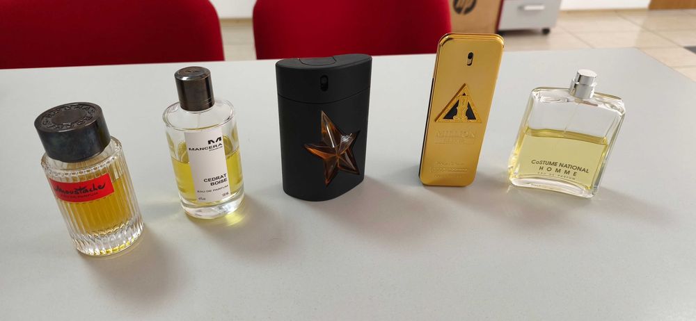 5 parfumuri de top pentru o mini colecție de poveste(Mancera Cedrait Bois, Amen Pure Malt, One Million Elixir,Costume National Homme, Moustache Edp)