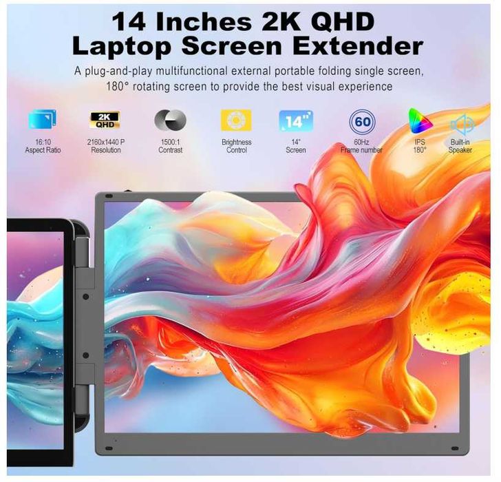 Monitor portabil Teamgee S1 Pro Max 2K IPS Dual screen "14 inch
