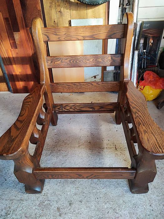 Двоен диван и фотьойл от масив