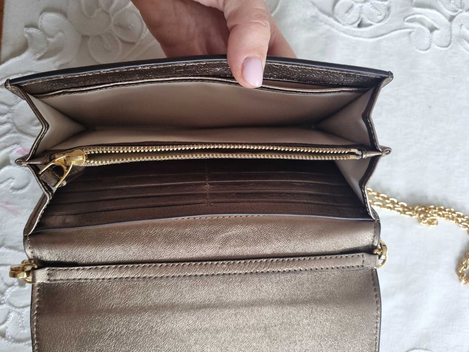 Оригинална кожена чанта Lauren Ralph Lauren Adair Crossbody (Металик)