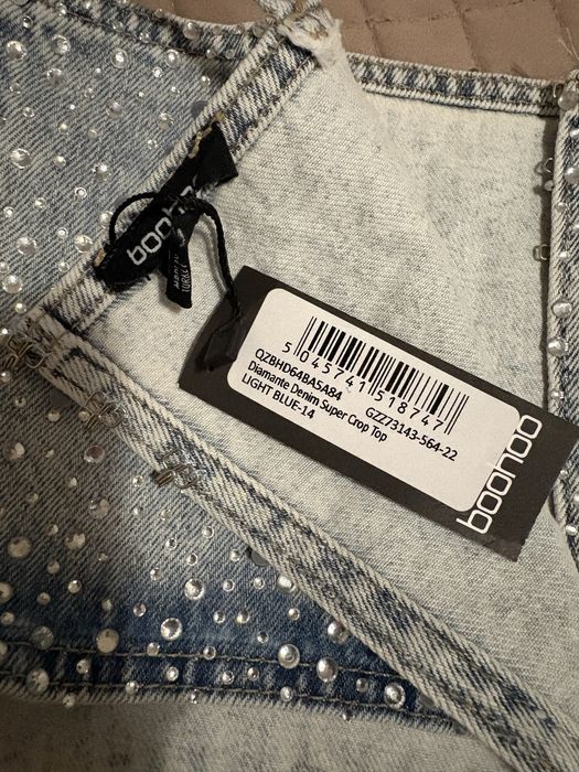 дънков къс потник с камъни НОВ