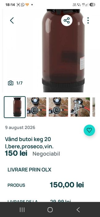 Vând butoi keg 20 l