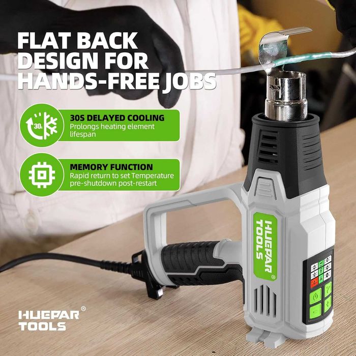 Професионален пистолет за горещ въздух 2000W 50-600°C с дюзи комплект