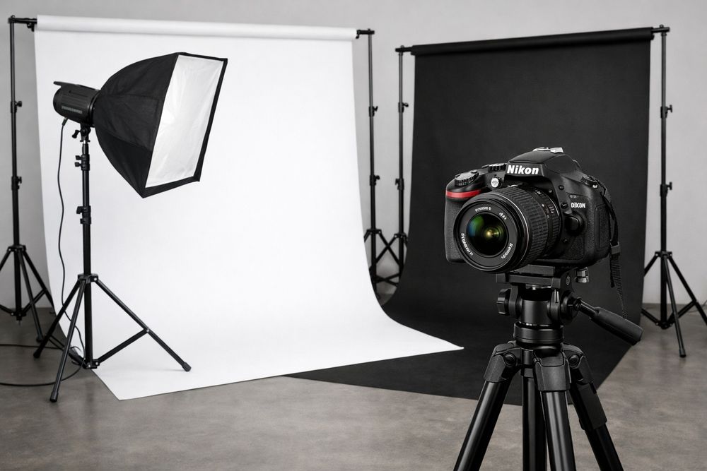 Оборудование для фотостудии фотоаппарат Nikon 5200 софтбокс штатив