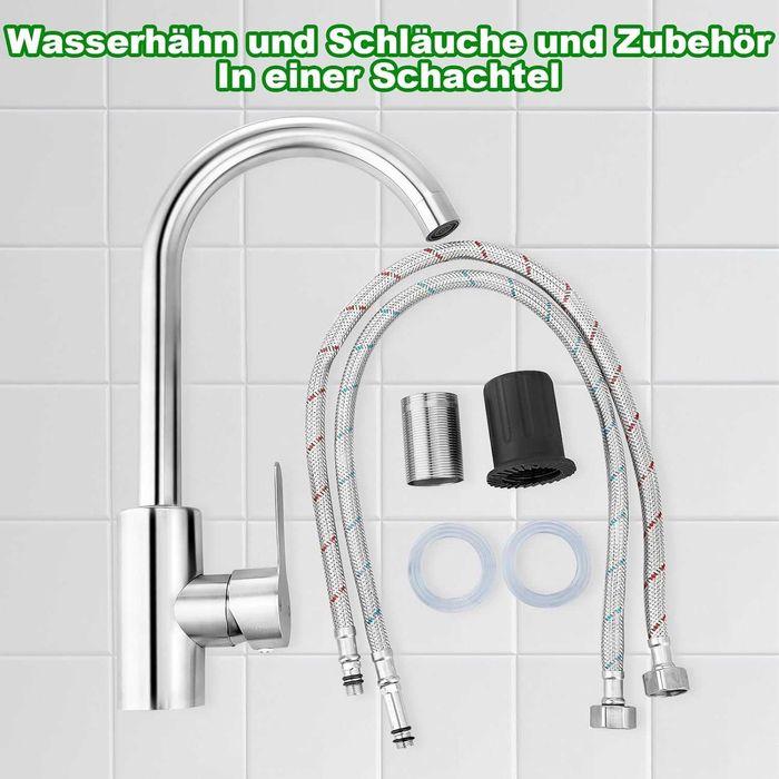 Baterie de bucătărie, pentru chiuvetă de bucătărie rotativă la 360°