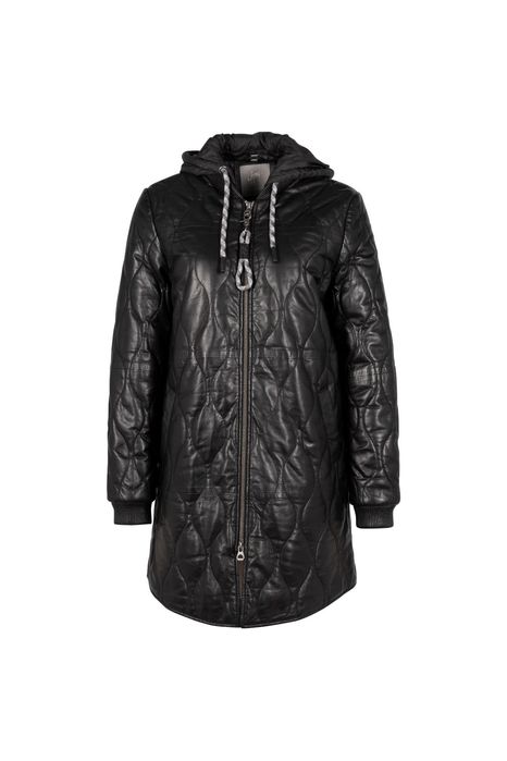 Geaca Lunga de Iarna din Piele Dama Mauritius Neagra GWArjeta