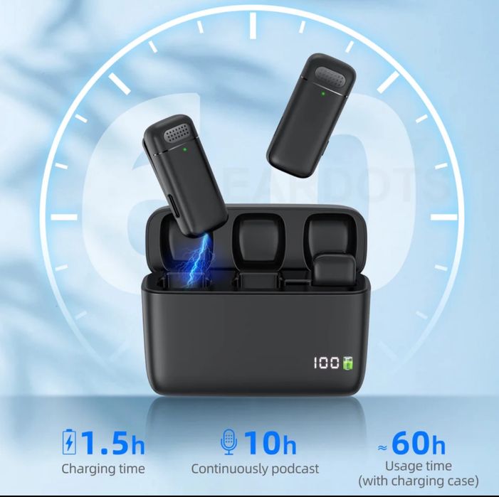 Безжични LAV микрофони с приемник в зареждащ се кейс