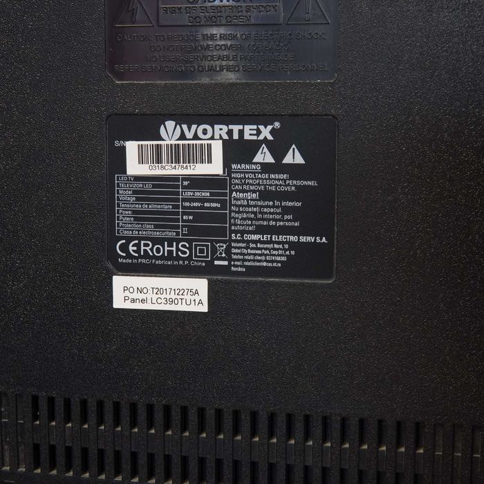Televizor Vortex LED 39CN06, 39'' Full HD, HDMI, USB, VGA, Negru