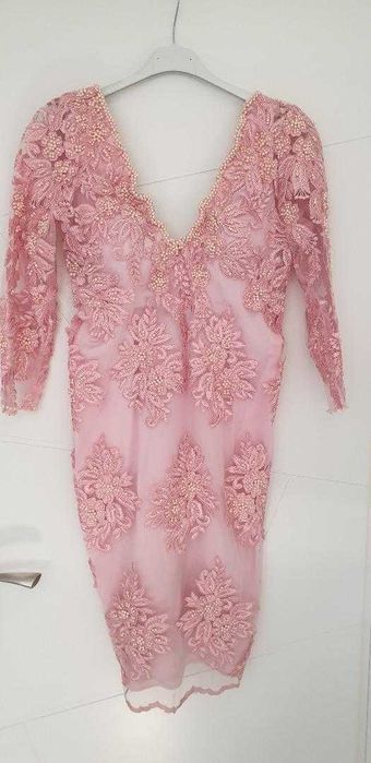 Rochie deosebita ptr okazii speciale, dantela bumbac/aplicatii perle