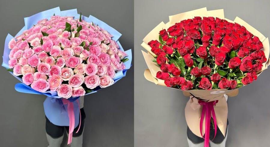 Метровые розы и тюльпаны