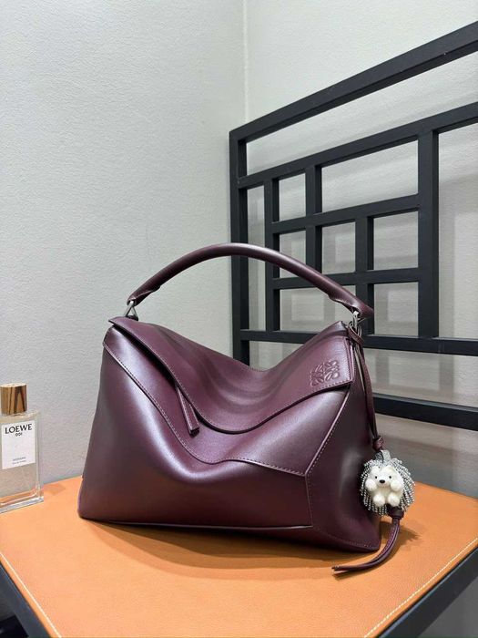 Нова дамска чанта в стил Loewe Puzzle Large – бордо