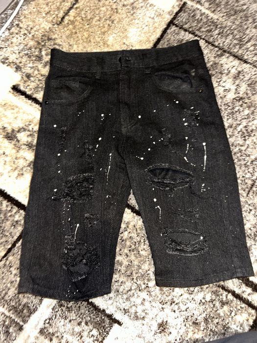 blugi scurti rupti splattered