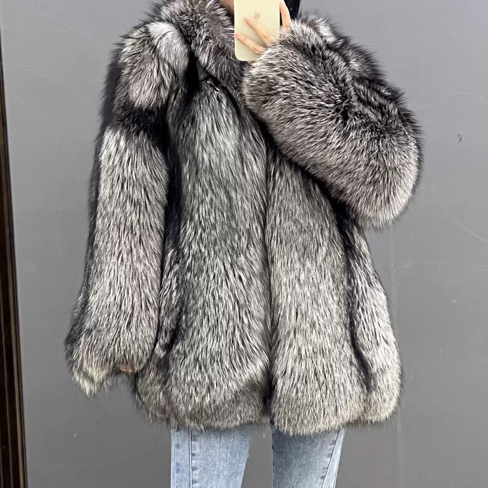 Шуба натуральная чернобурка