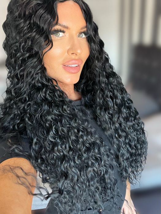 Peruca  lunga afro bruneta volum bogat front lace