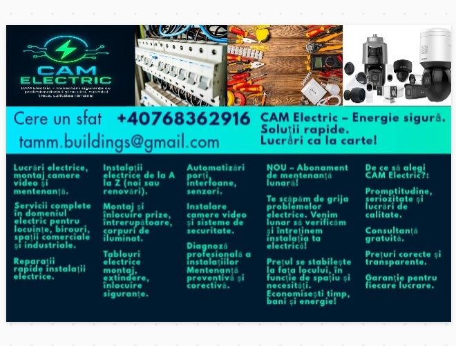 Electrician - CAM Electric – Conectăm siguranța cu profesionalismul!