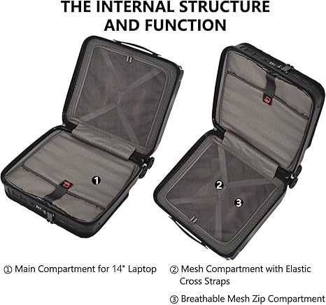 Valiză de mână TydeCkare de 16" cu 2 compartimente pentru laptop