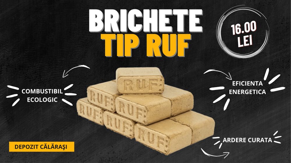 Brichete tip RUF – 16 lei/bax (10 kg, 12 brichete)