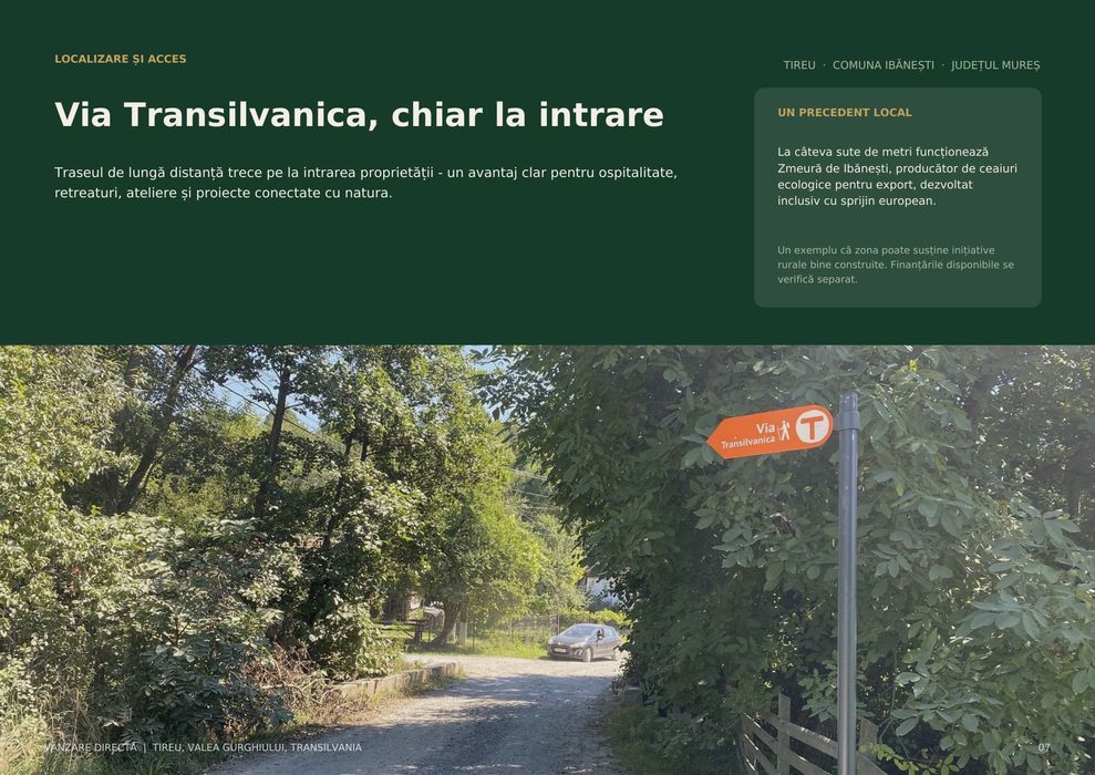 1,76 ha intravilan cu pârâu de munte și 3 cabane – Via Transilvanica, Mureș