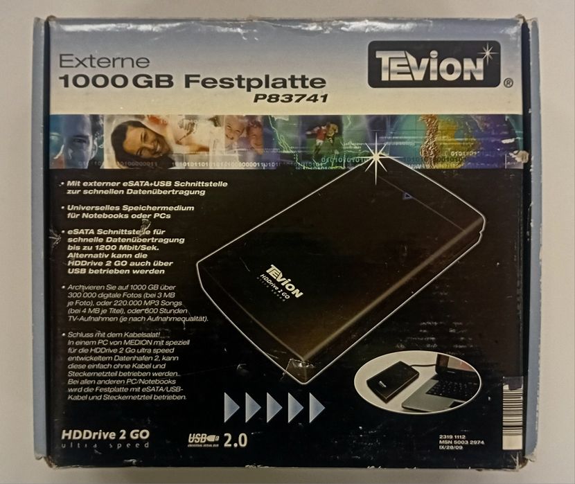 Hard disk extern Tevion de 1000 GB (1 TB)