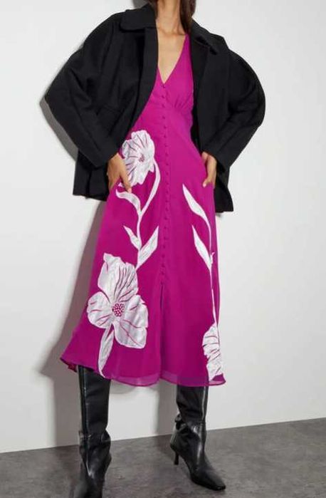 Рокля с флорални апликации Monsoon, размер UK 18