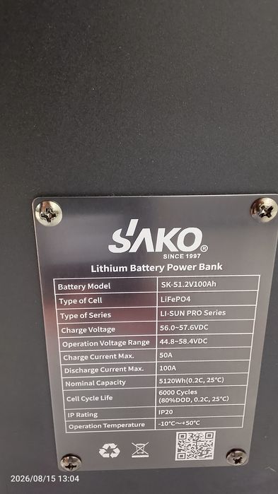 Sako 5.12kW litiy temir fasfat akumlyatorlar