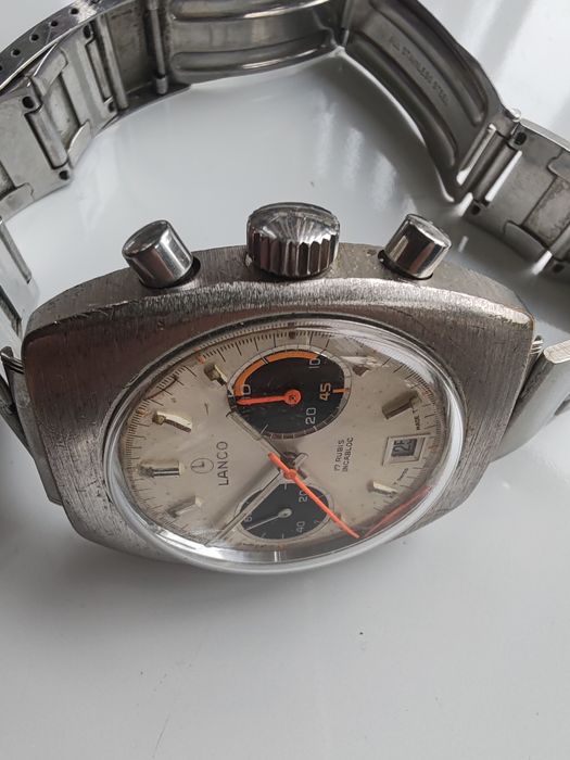 Ceas Lanco Chronograph Panda Dial 37,5 x42 mm Funcționează Impecabil!