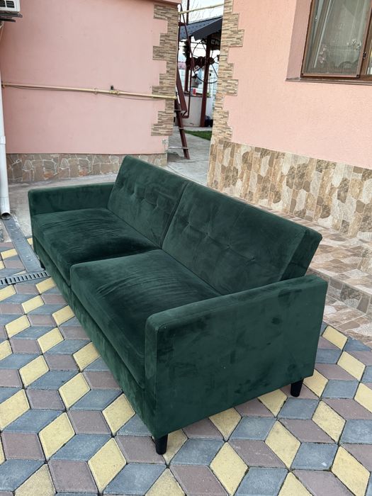Canapea extensibilă tip Click-Clack, Verde Smarald, Catifea