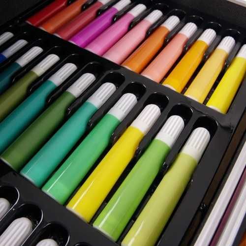 Детски комплект за рисуване и оцветяване Maaleo, 144 части, в куфарче