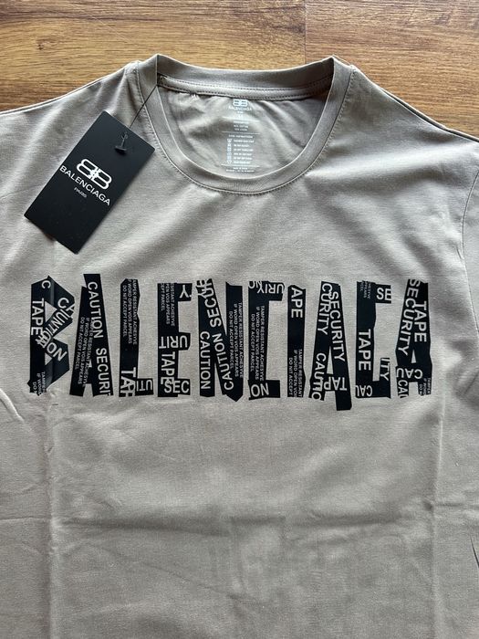 Мъжки,памучен,къс комплект Balenciaga с кафява тениска и черни панталонки