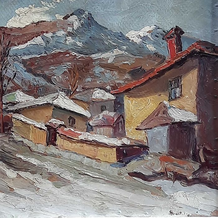 Картина на худ. Владимир Наумов/1897-1949/,"Квартал Бояна през зимата"