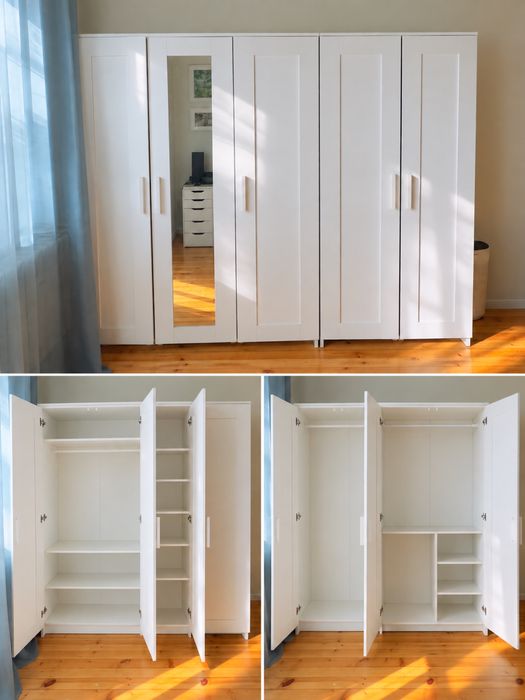 IKEA гардероби – 2 броя, бели, единият с огледална врата